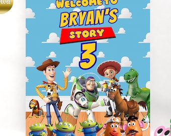 Toy Story Birthday welcome sign Party Poster: Woody & Buzz, Editable Template (Digital File) B029