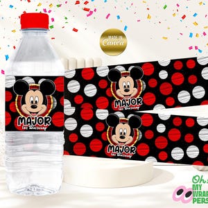 Mickey Mouse Polka dolt Kids Water bottle label Kids water label Kids water label Template Kids water bottle label Canva Template B017