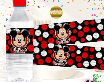 Mickey Mouse Polka dolt Kids Water bottle label Kids water label Kids water label Template Kids water bottle label Canva Template B017