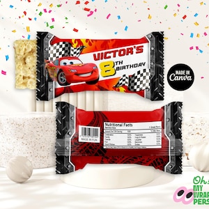 Cars Rice Treats Template lightning mcqueen Tropical Rice Treats Label Cars Birthday Rice Treats DIGITAL FILE ONLY Editable template B007
