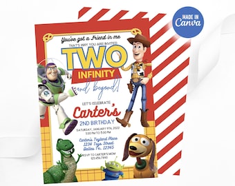 Invitación de Toy Story Two infinity and Beyond Invitación de cumpleaños digital Invitaciones de cumpleaños para niños Invitación digital de Toy Story imprimible