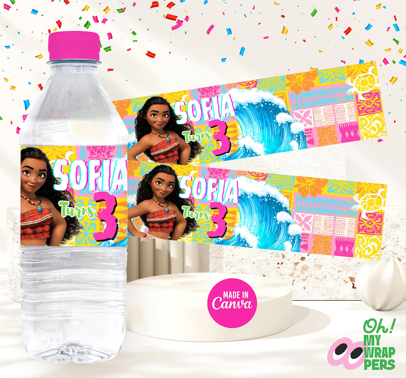 Kids Water bottle label Kids water label Kids water bottle label Template Kids water bottle label Canva Template B006