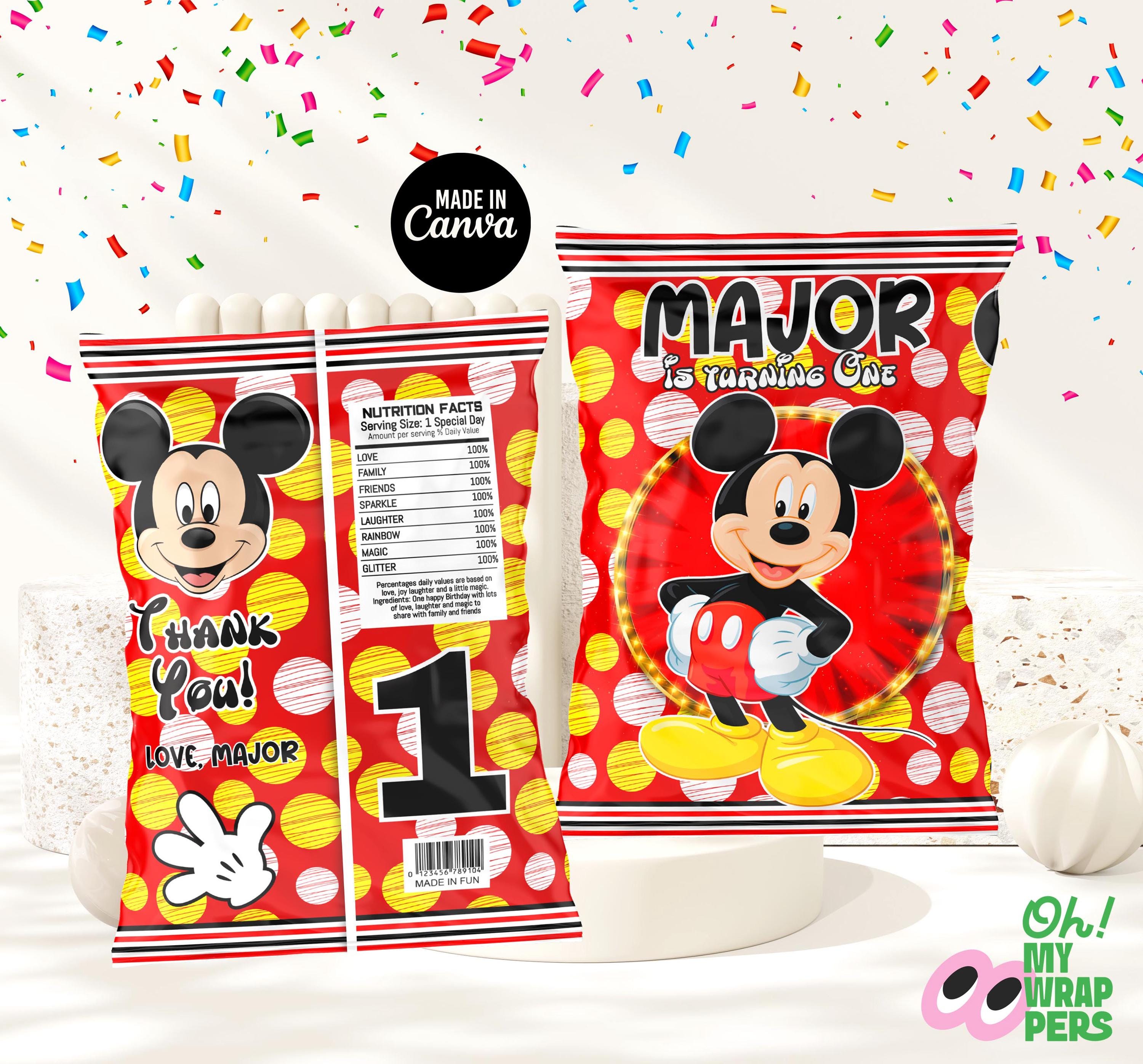 Mickey Mouse Polka dots Kids Chip Bag Label Kids Chip Bag Kids Chip Template Kids Chip Bag Canva Template B015