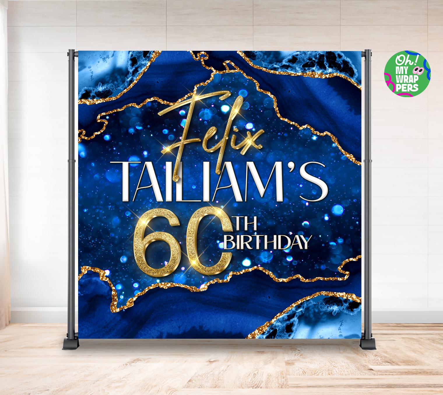 9ft Banner Happy 60th Birthday Blue Holographic* - Northwest Greetings / Balloon World