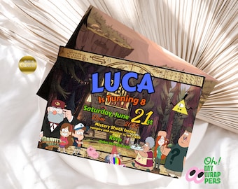 Gravity falls bithday invitation gravity falls invite party card dipper mabel party Editable Card Design Instant download B020