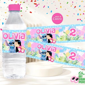 Lilo and Stitch Kids Water bottle label Kids water label Kids water bottle label Template Kids water bottle label Canva Template B014