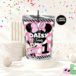 Minnie Mouse Kids Juice Pouch Label Kids Juice Pouch Kids Juice Template Kids Juice Pouch Canva Template B009
