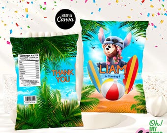 Lilo und Stitch Kinderchipbeutel Etikett Kinderchiptasche Kinderchip-Vorlage Kinderchip-Tüte Canva Template B018