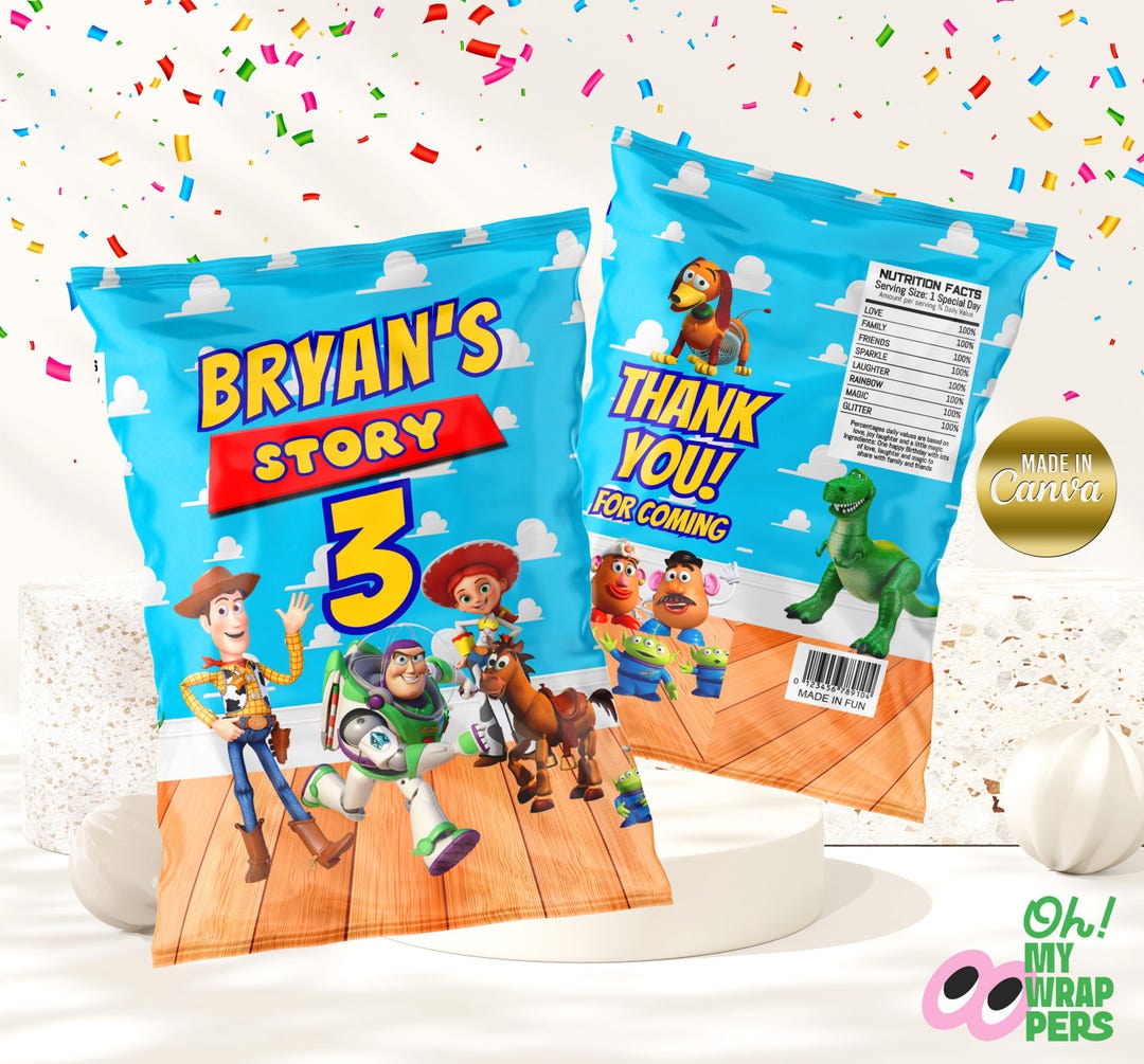 Toy Story Chip Bag Wrapper Favor Woody Printable Buzz Lightyear Party ...