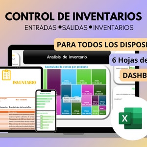 Plantilla para control de Inventarios, calculadora de precios, registro de entradas, salidas y stock disponible, base de datos de clientes