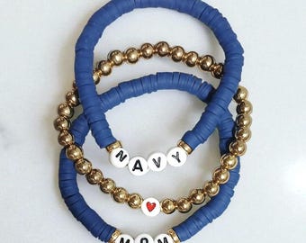 Navy Mom Bracelet , gifts for her, Stackable bracelets