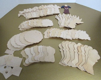 Mixed Lot Of 70+ Wooden Cutout Pieces DIY Craft Unpainted Woodcraft Christmas