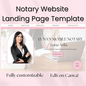 Notary Website Landing Page Template for Notary Signing Agent Notary Marketing Mobile Notary Loan Signing Agent Notary Business  Notary Logo