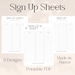 Minimalist Sign up Sheets Printable Digital Sign-up Pages for Events ...