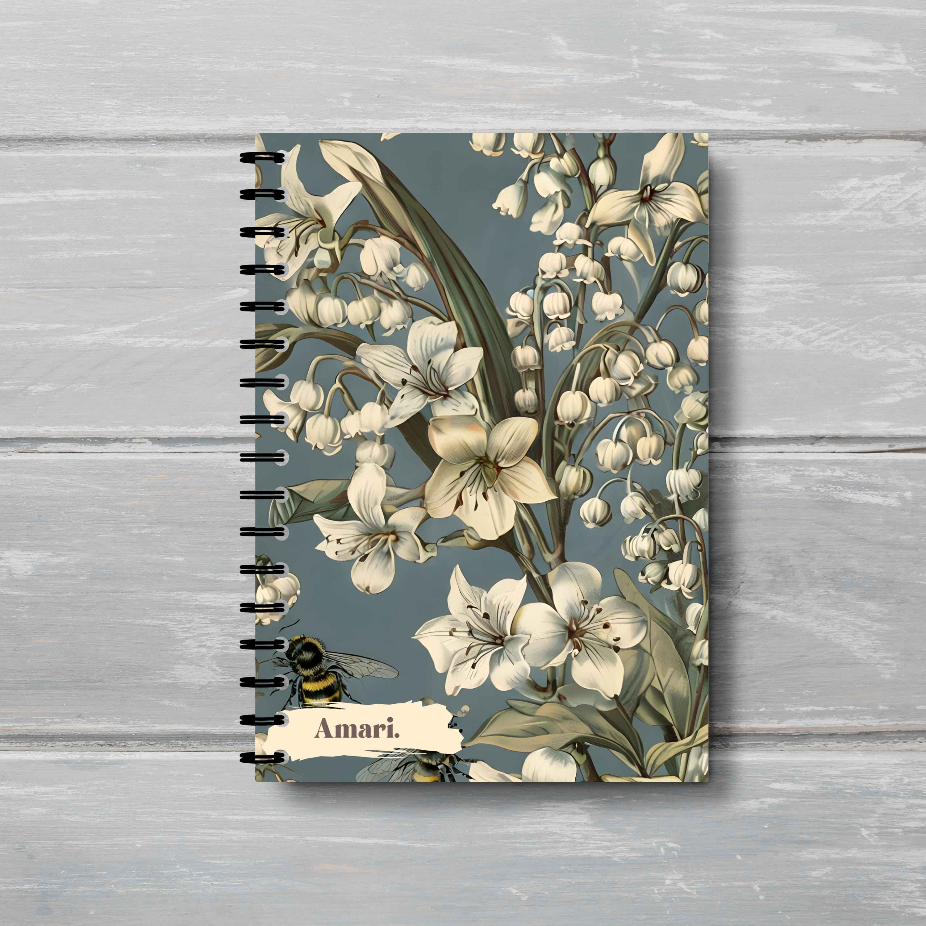Personalised Birth Flower Month Spiral Notebook | Ruled Line, Custom ...