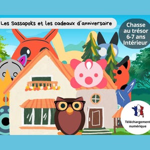 Treasure hunt in French for 6/7 year olds - mystery and entertainment game in downloadable PDF - The Sassapoks and birthday gifts