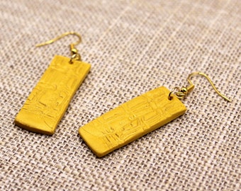 Polymer clay bamboo texture earrings