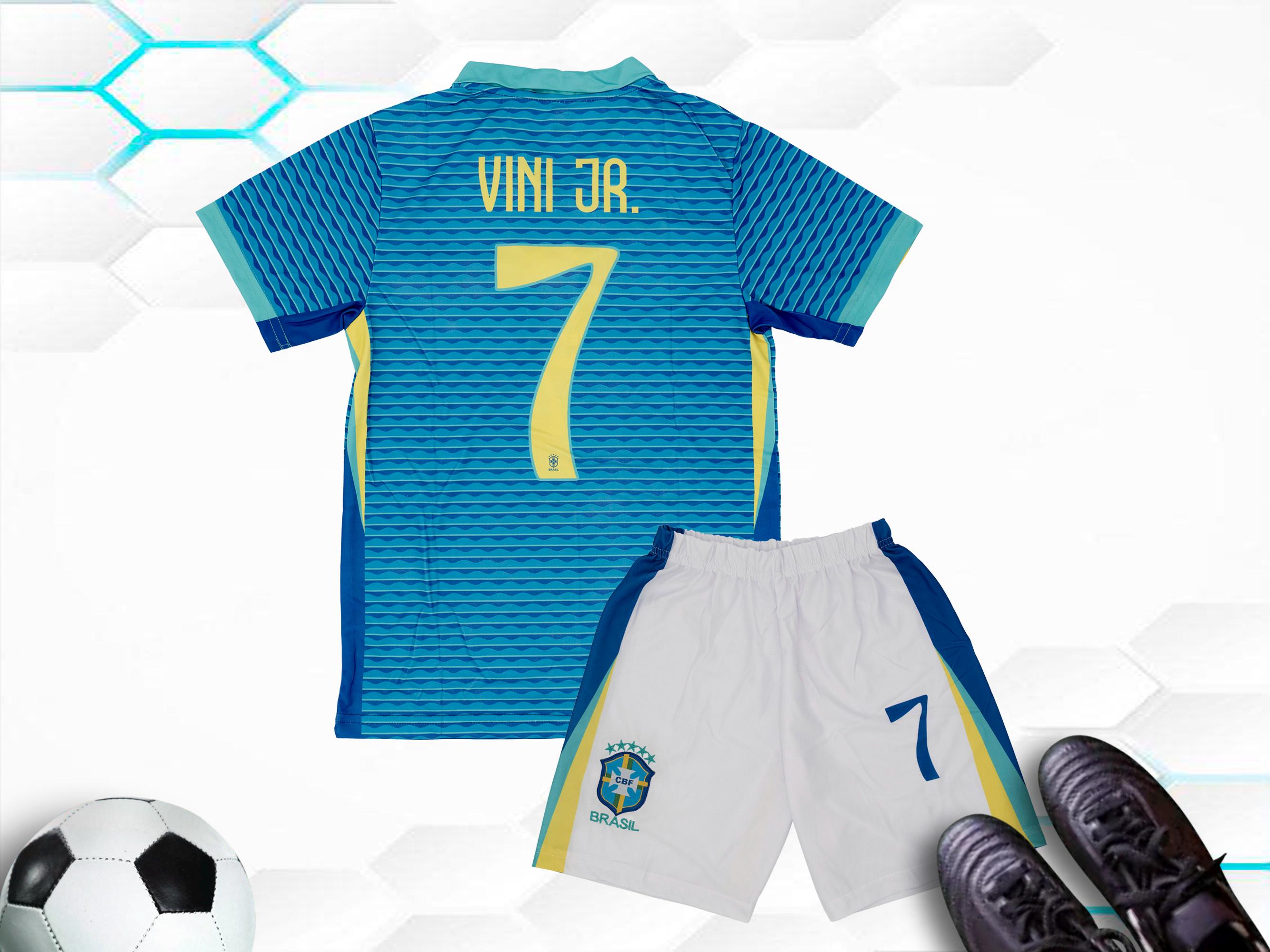 Vini #7 Brazil Soccer Jersey Away 2025 Brazil Vinicius Boys & Girls League Brasil Team Kids Uniform Jersey Youth Children Unisex Jersey
