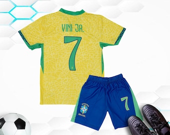 Brazil Soccer Jersey Vini #7 Home 2025 Brazil Vinicius Boys & Girls League Brasil Team Kids Uniform Jersey Youth Children Unisex Jersey