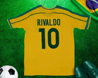 Rivaldo SIGNED Brazil 97/98 World Cup Home Jersey/shirt - COA