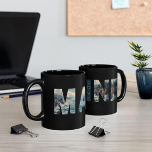 Maine Lovers Mug,  15oz Coffee Cup - &quot;I LOVE MAINE&quot; - Bird Lovers - Black-Capped Chickadee - State Souvenir -