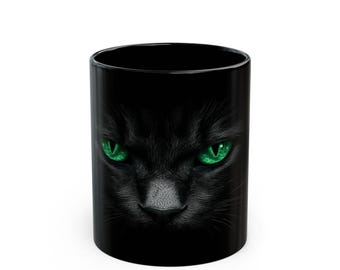 Taza de gato negro místico de 11 oz: perfecta para amantes de los gatos, Halloween, café diario, idea de regalo