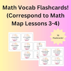 Math Vocab Karteikarten (entsprechend CC's The Math Map Lesson 3-4)