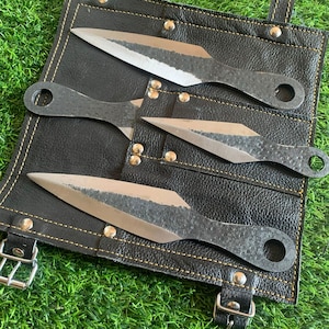 Juego de cuchillos arrojadizos forjados a mano de 2, 3, 4, 5 y 6 piezas. Cuchillos arrojadizos para competiciones al aire libre. Cuchillos ninja kunai. Regalo de cumpleaños. Cuchillos para acampar