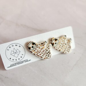 sloth studs *MADE TO ORDER* porcelain ceramic earrings - handpainted handmade jewelry