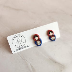 matryoshka russian doll studs *MADE TO ORDER* ceramic stud earrings porcelain statement studs handmade handpainted