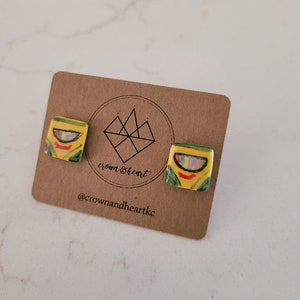 crayon studs *MADE TO ORDER* porcelain ceramic statement earrings, handmade handpainted jewelry