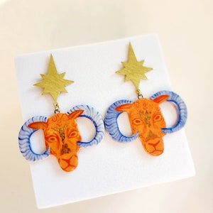 Aries Statement Earrings - Porcelain Ceramic Zodiac Jewelry