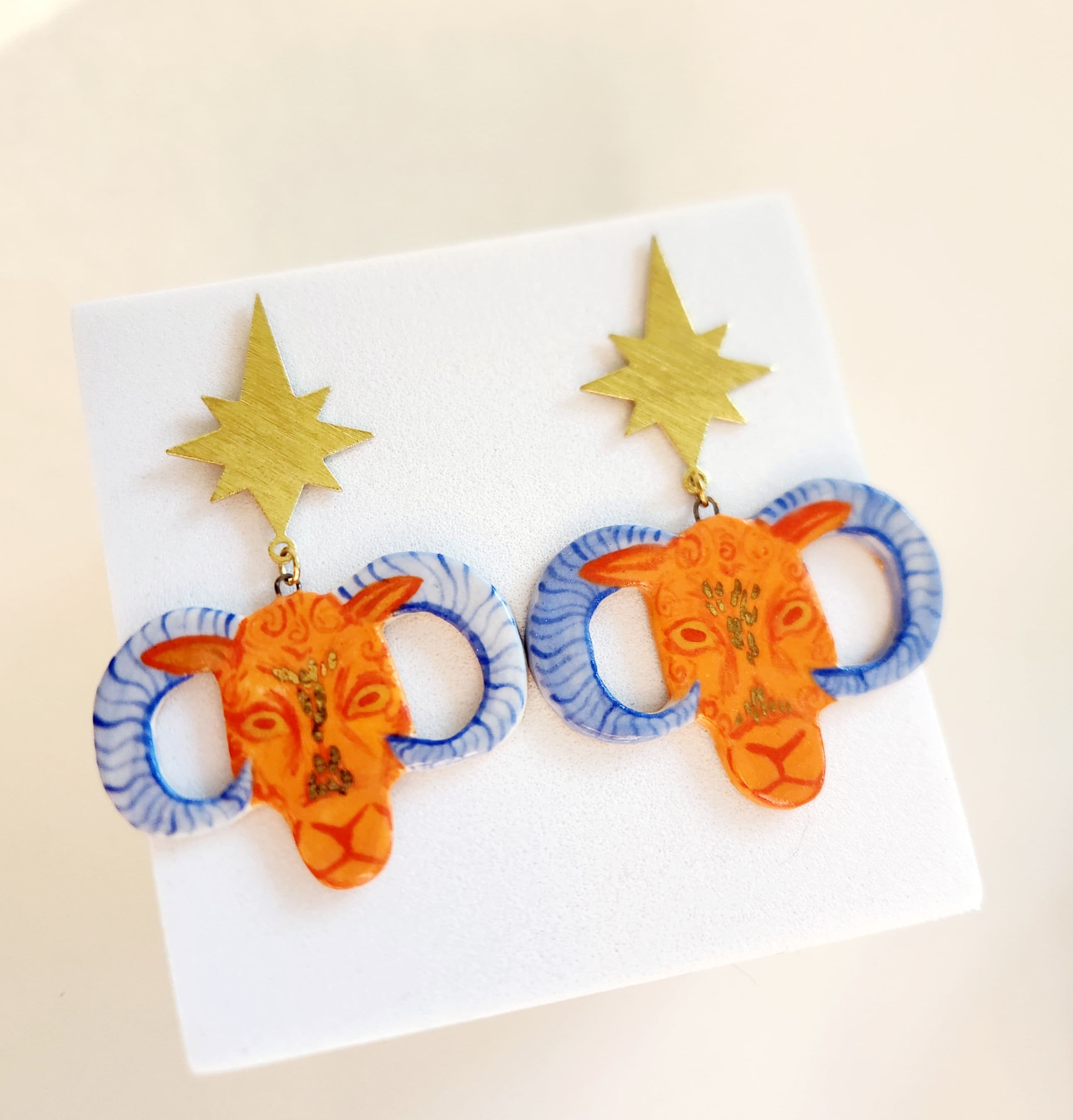 Aries Statement Earrings - Porcelain Ceramic Zodiac Jewelry