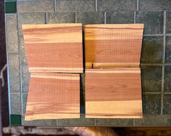 Red Cedar Wood Blocks: Live Edge Crafting Material - 4 Piece Lot