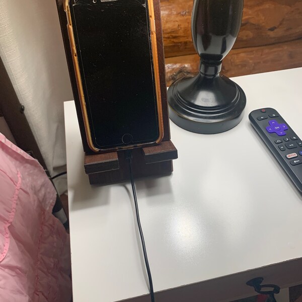 Hand Crafted Phone Stand-Black Walnut Wood-Hand Rubbed Oil Finish-Cell Phone Wood Stand-IPhone Stand for Desk-Wood Phone Stand-Iphone Stand