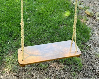 Handcrafted Red Oak Tree Swing with Handspliced Rope