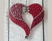 Heart and Rose Stained Glass Suncatcher - FREE Shipping in USA