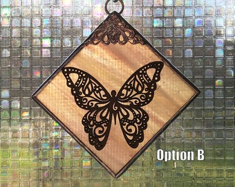 Swirly Butterfly Window Doodad Stained Glass Suncatcher/Ornament - FREE Shipping in USA