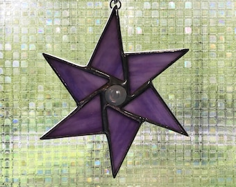 Purple Fairy Throwing Star Stained Glass Suncatcher - FREE Shipping in USA