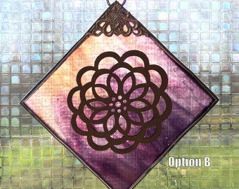 Flower Mandala Window Doodad Stained Glass Suncatcher/Ornament - FREE Shipping in USA