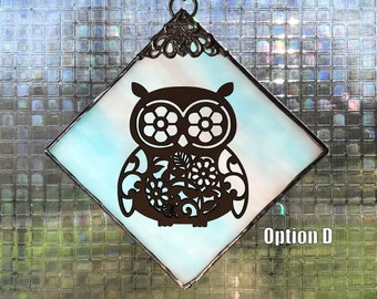 Hoot Owl Window Doodad Stained Glass Suncatcher/Ornament - FREE Shipping in USA