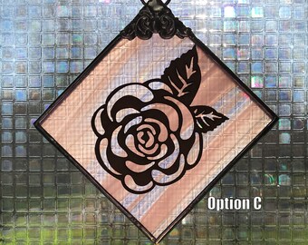 Rose Window Doodad Stained Glass Suncatcher/Ornament - FREE Shipping in USA