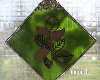 Viney Leaves Window Doodad Stained Glass Suncatcher/Ornament - FREE Shipping in USA