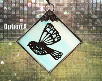 Flying Butterfly-Bird Window Doodad Stained Glass Suncatcher/Ornament - FREE Shipping in USA