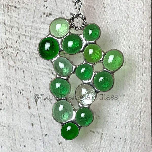 Green Grape Stained Glass Suncatcher - FREE Shipping in USA