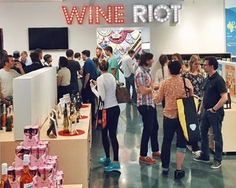 WINE RIOT 22 round bulbs by aranacci Vintage Marquee  art fully Custom