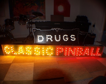 Custom Vtg Marquee lights art  PINBALL ARCADE 9ft Long with phenolic sockets