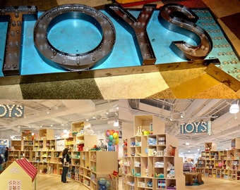 TOY Indoor Large Vintage Marquee Art  7ft X 3ft 200 Bulbs Any Custom Logo