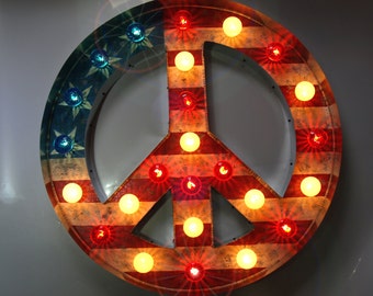 Americana Circus Peace Sign channel Large Huge indoor-3 seasons Movie Vintage Marquee