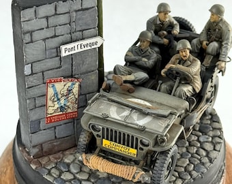 Weg naar Pont L'Eveque - US Army Jeep - Model in 1:35 - uniek verzamelobject